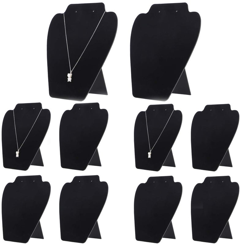 KINJOEK 10 PCS Black Necklace Display Holder, Foldable Velvet Jewelry Easel Display Stand Tower Rack for Shows Business Home - Image 1